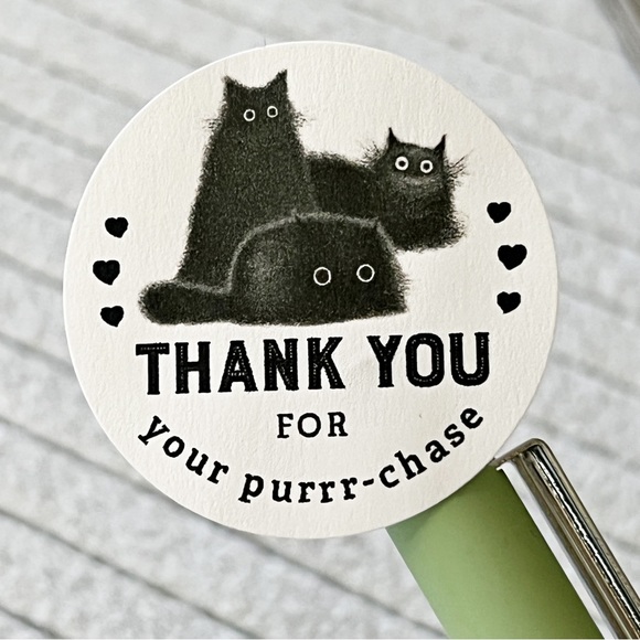 Set of 30 ct Spooky Kitty “Thank You For Your Purchase” Stickers - Picture 1 of 4